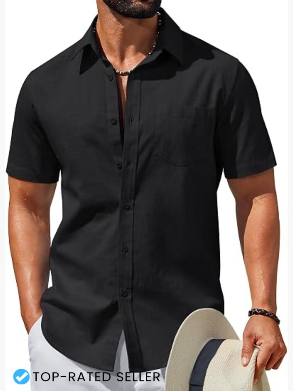 Men's Short Sleeve Button Down Shirt Lightweight Textured Casual Beach Shirt
